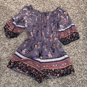 Floral off the shoulder romper